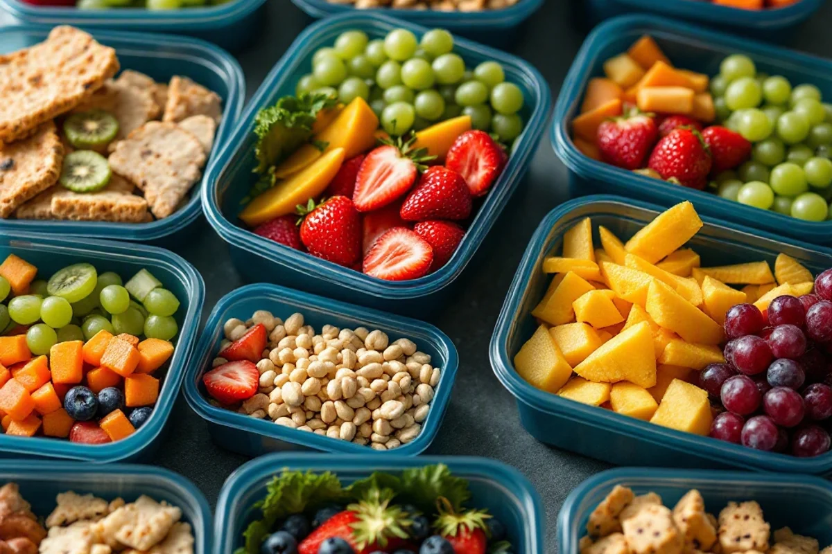 Lunch boxes packed with balanced snacks for outdoor activities